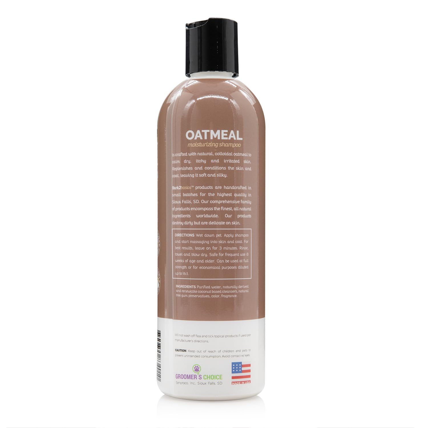 Bark2Basics Oatmeal Dog Shampoo foaming lather for gentle baths.