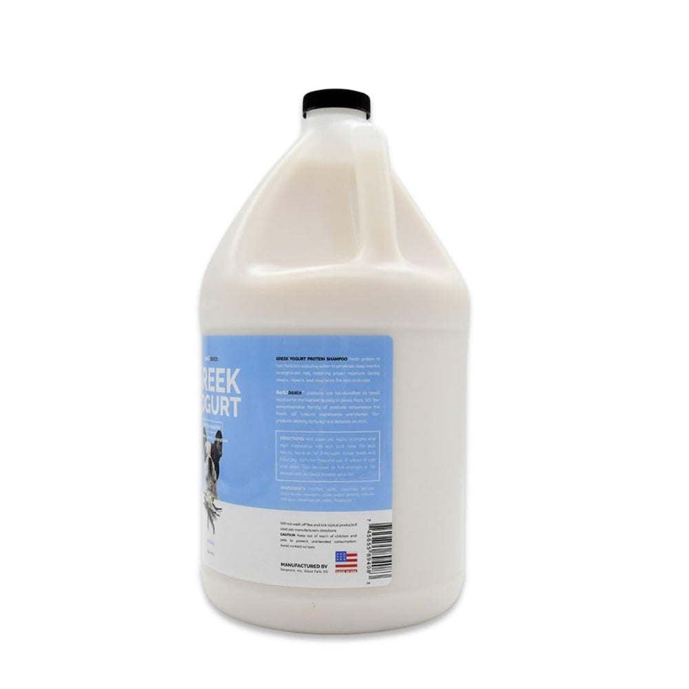 Bark2Basics Vanilla Yogurt Dog Shampoo label highlights cruelty-free, biodegradable ingredients