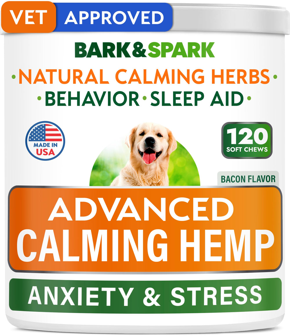 BARK&SPARK Advanced Calming Chews bottle front for anxious dogs