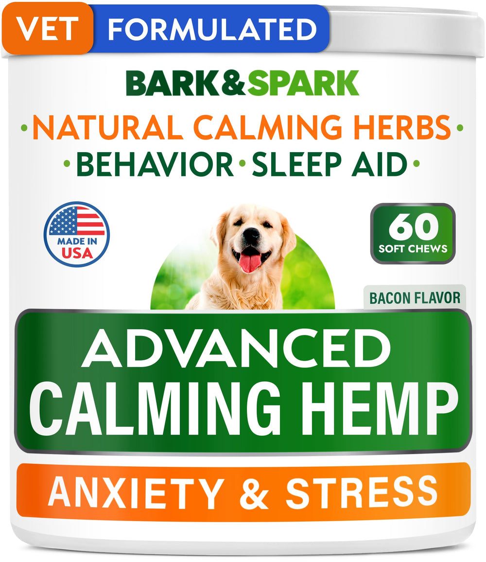 BARK&SPARK calming treats packaging showing travel-ready chews.