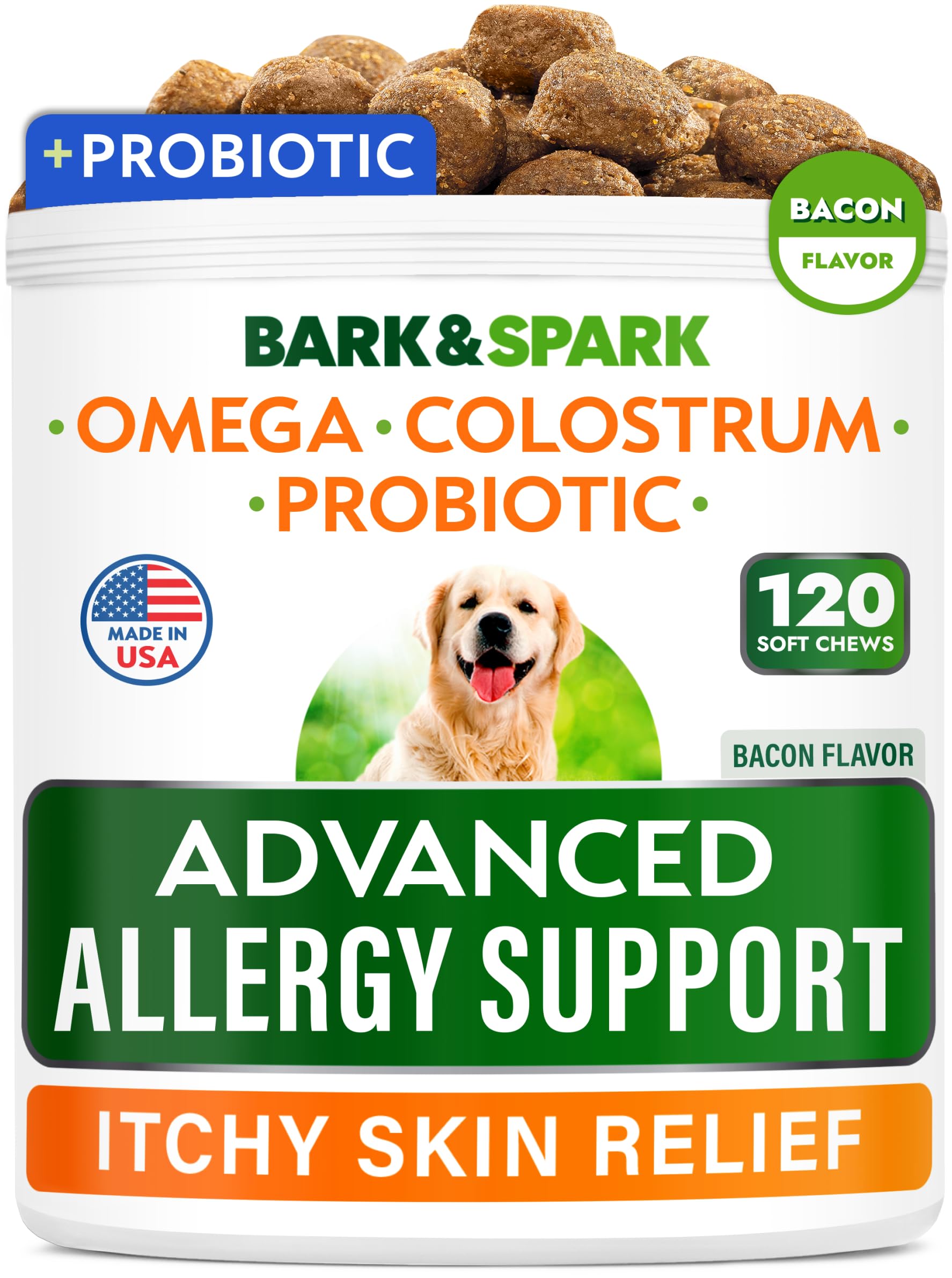 BARK&SPARK advanced allergy chews for healthy skin in bacon flavor
