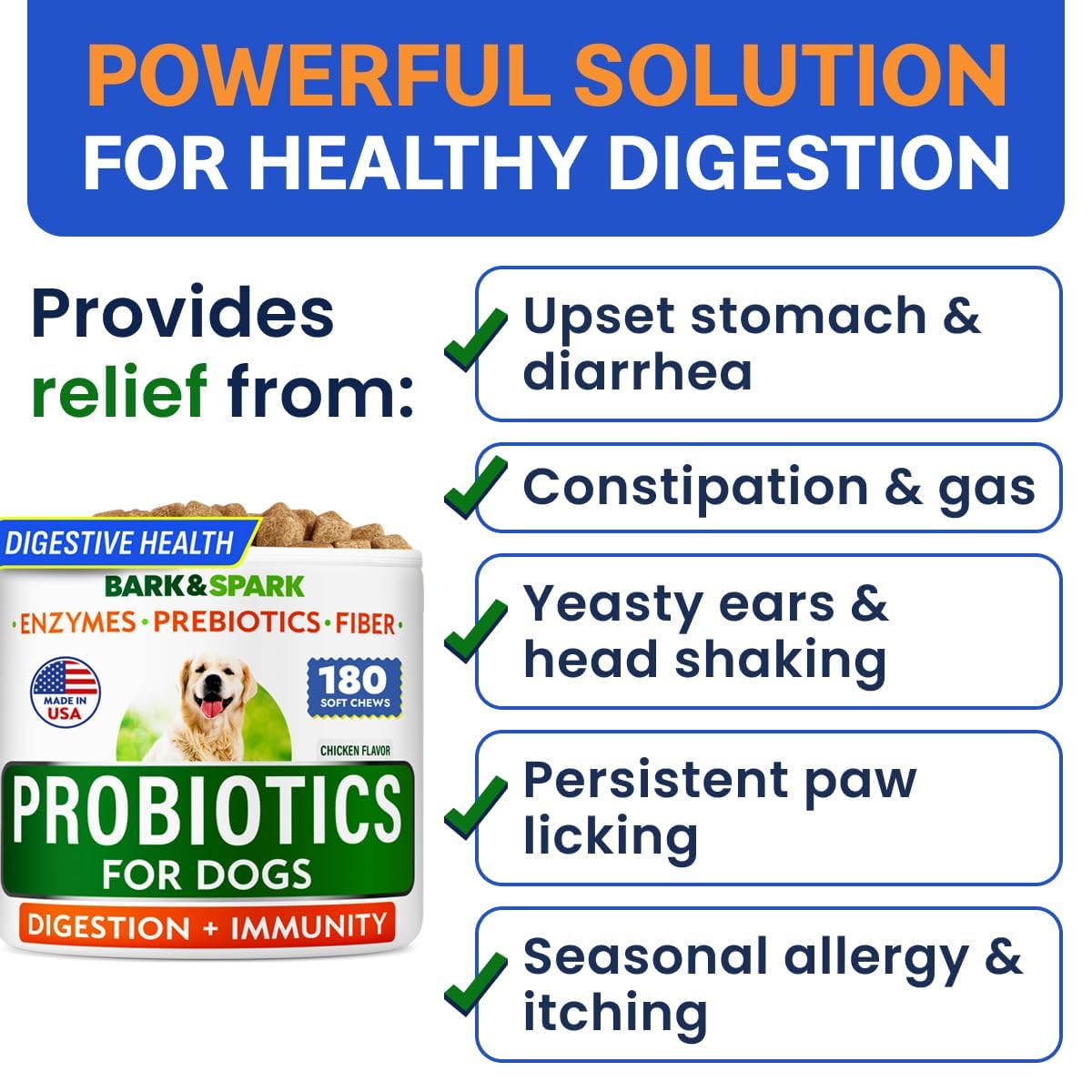 BARK&SPARK all-ages dogs use image showing versatile chews for puppies to seniors