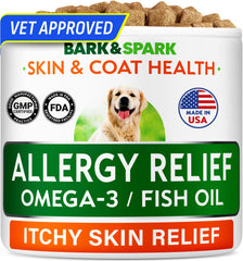 BARK&SPARK allergy relief soft chews jar supports dog skin health