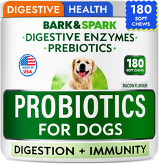 BARK&SPARK 180-chews package supports daily dog gut health and immune balance.