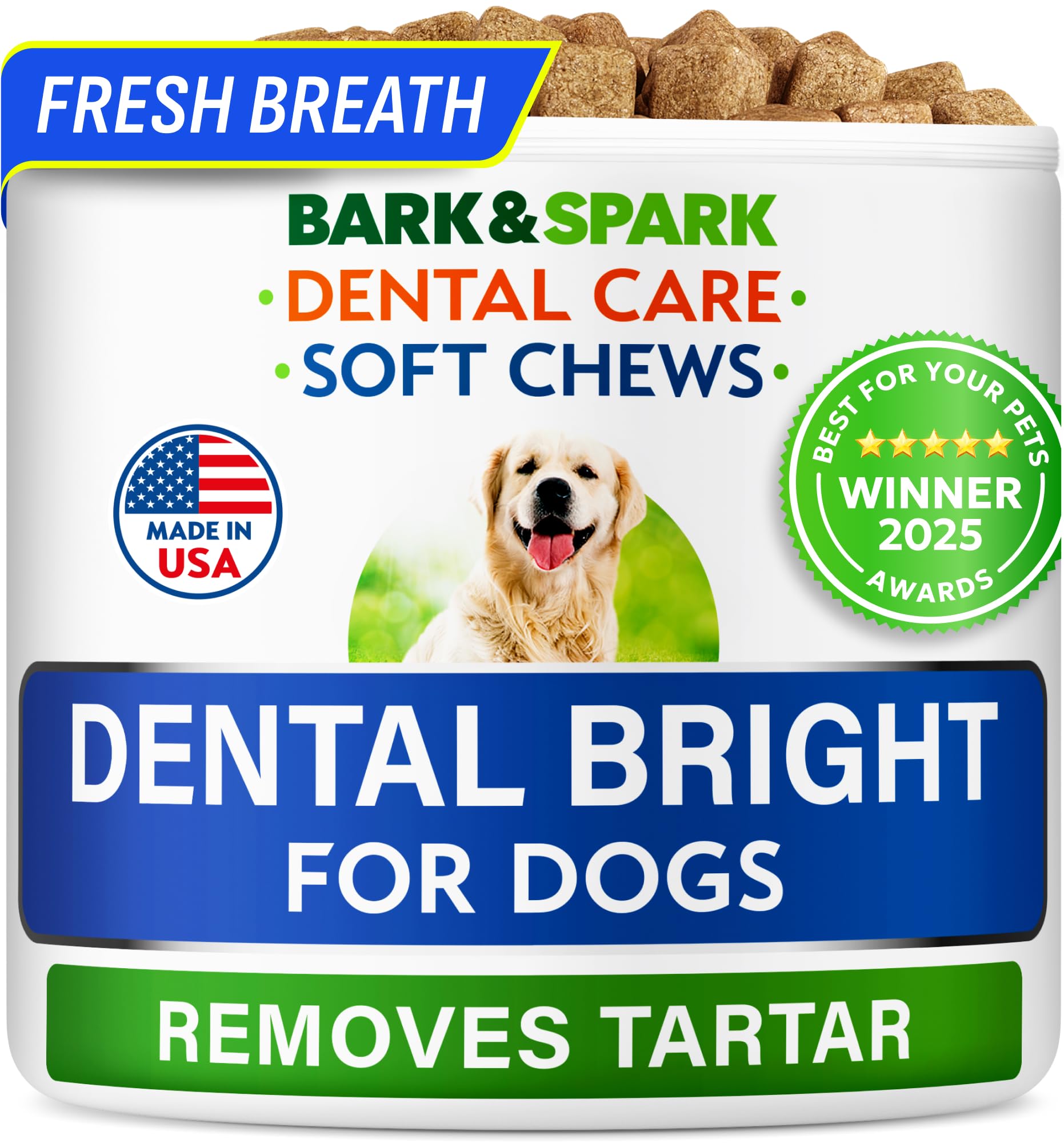 BARK&SPARK packaging showing the dog teeth chew for daily oral care