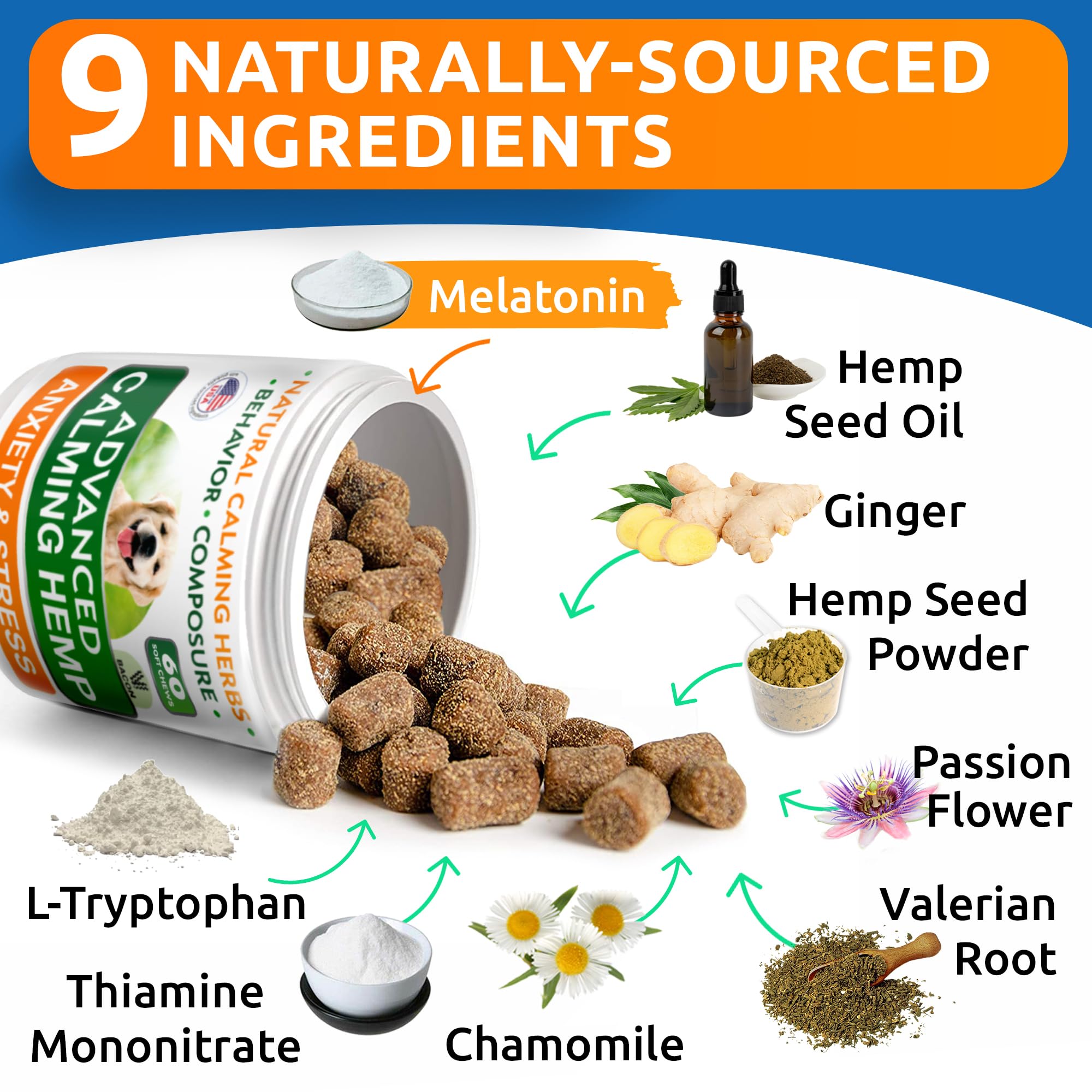 BARK&SPARK calming treats on a dog bed for restful sleep.