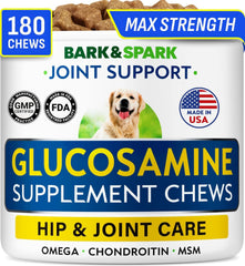 BARK&SPARK hip and joint chews jar for large dogs enhances mobility.