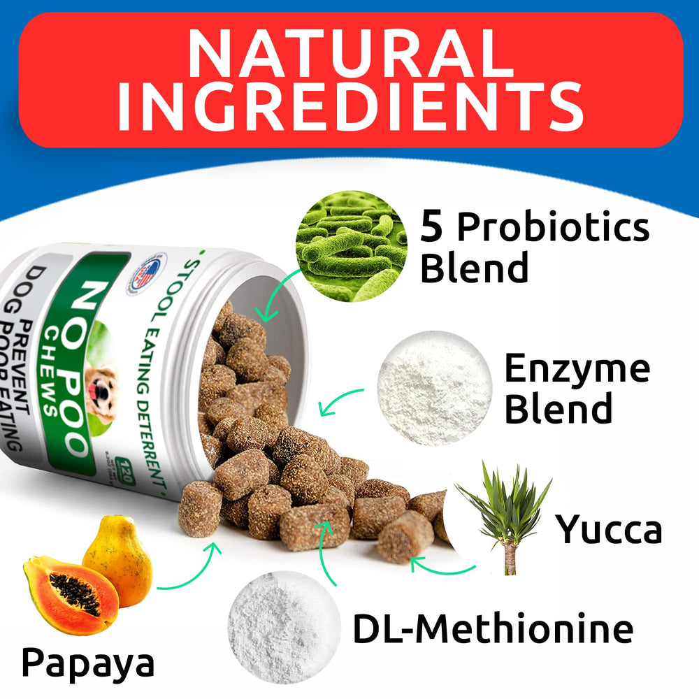 BARK&SPARK No Poo Chews ingredients label with probiotics and enzymes