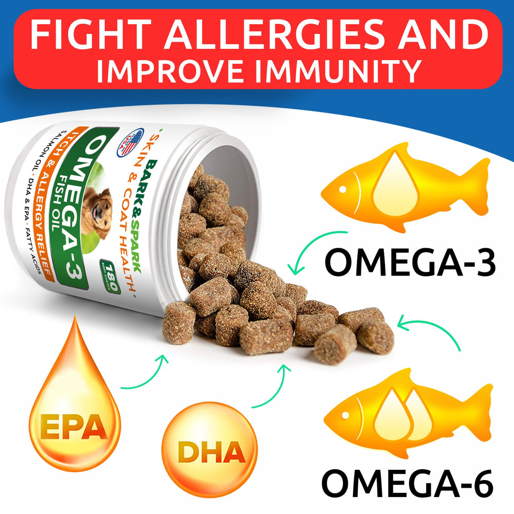 BARK&SPARK Omega 3 tasty chew highlighting natural salmon flavor