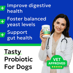 Bark&Spark probiotic chews in puppy to senior bowl showing variety
