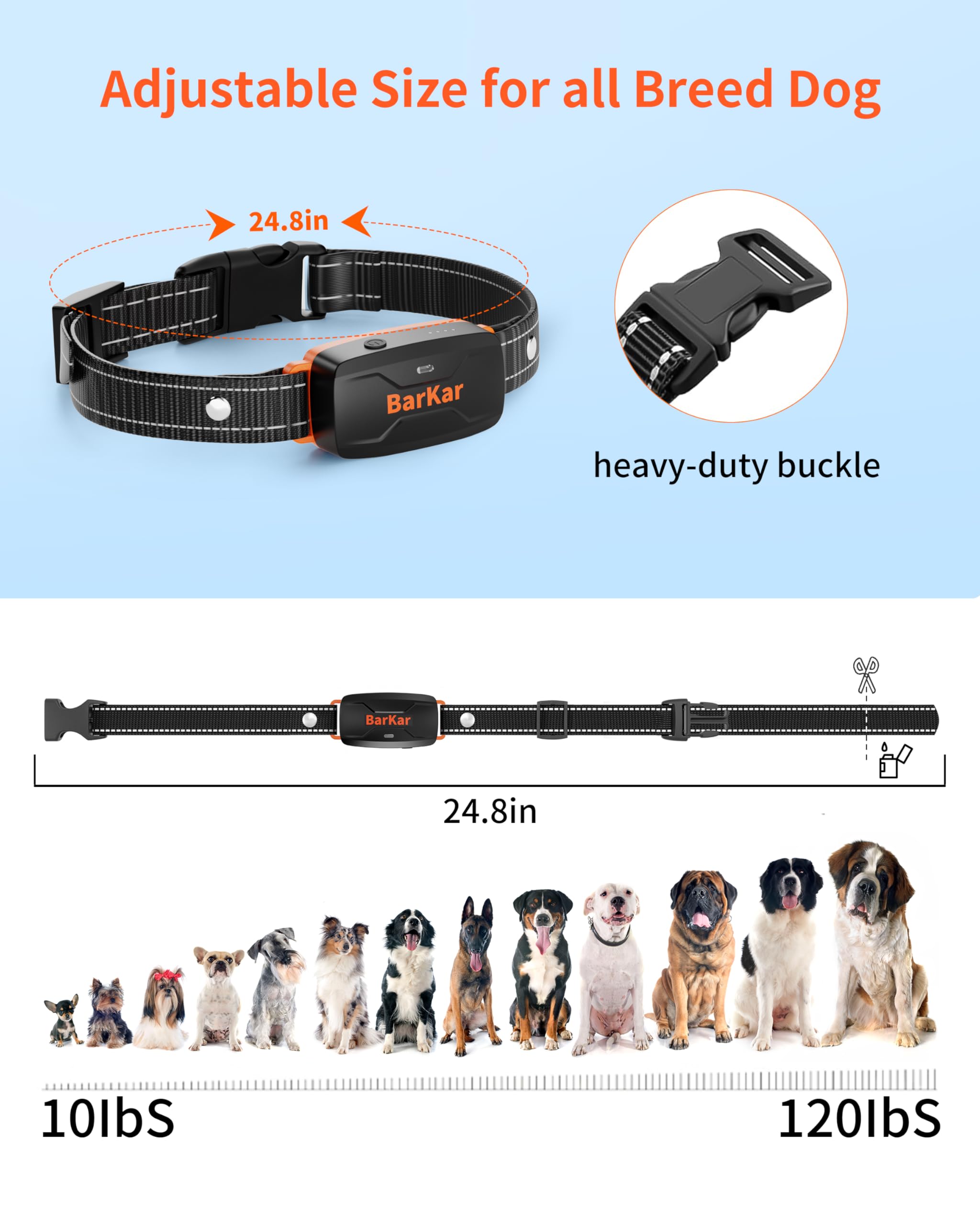 BarKar adjustable neck size fits small to large dogs