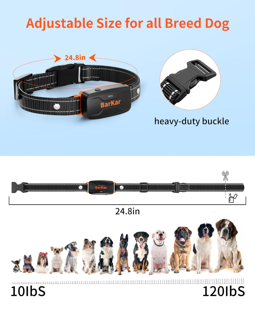 BarKar adjustable neck size fits small to large dogs