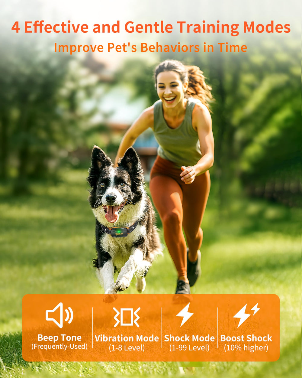BarKar collar vibration mode for distant outdoor training feedback