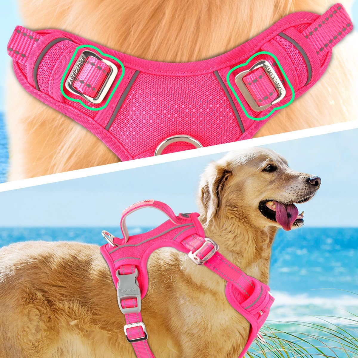 BARKBAY adjustable fit ensures secure wear for a range of chest sizes.