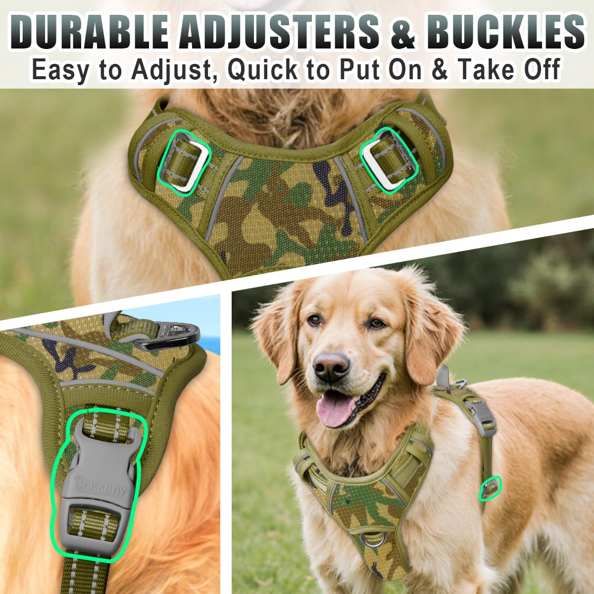 BARKBAY back D-ring offers casual leash options when needed.