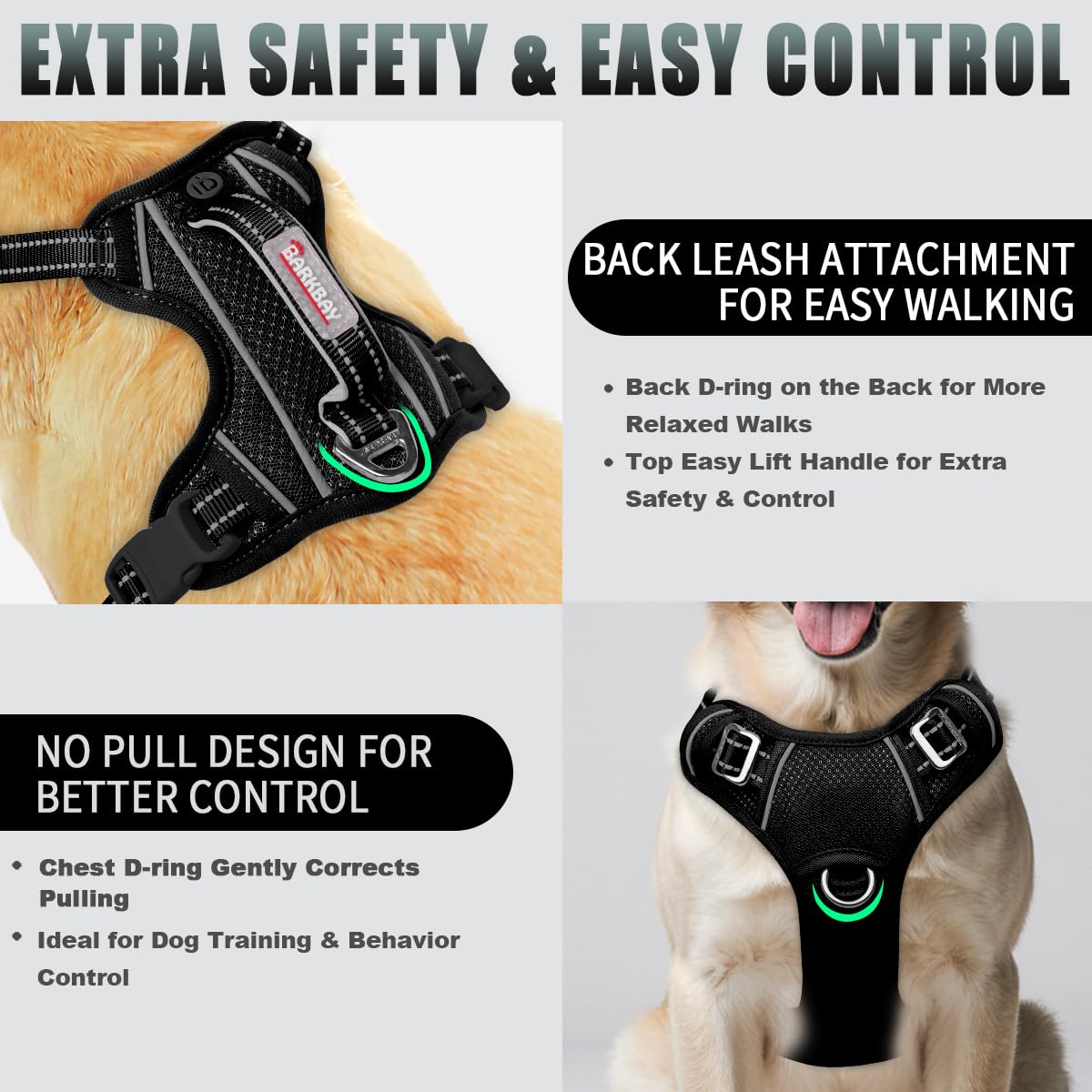 Breathable air mesh keeps a dog cool during runs and hikes with BARKBAY.