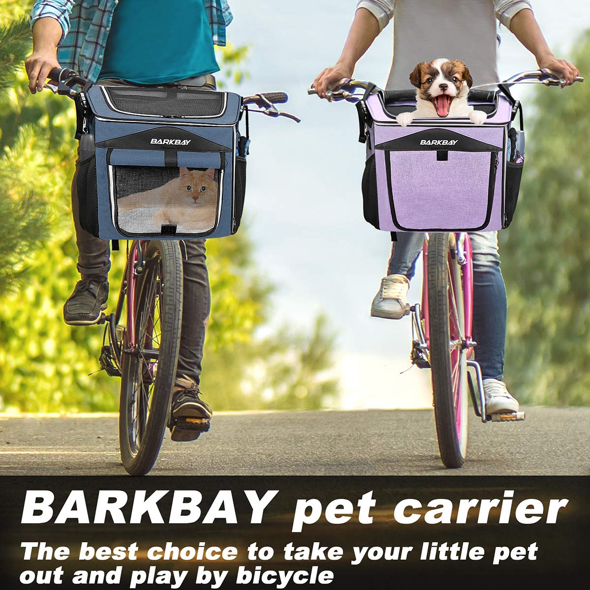 BARKBAY dog bike basket side view highlighting portability for city commutes