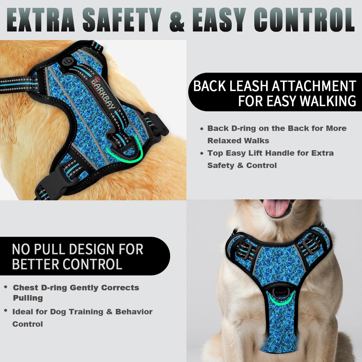 BARKBAY durable no-rip nylon with padding for long-lasting comfort.