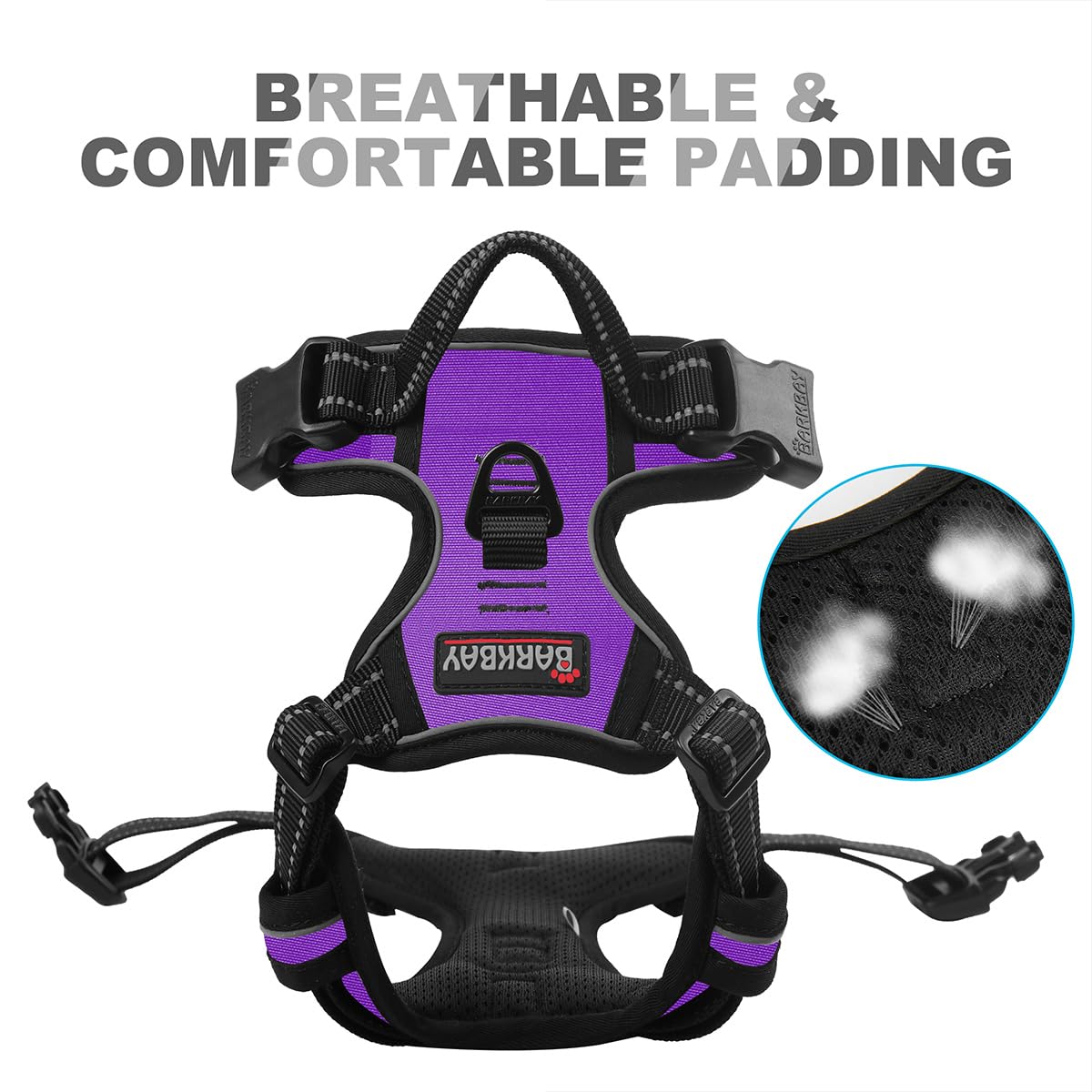 Four-point adjustable fit on BARKBAY harness for large dogs