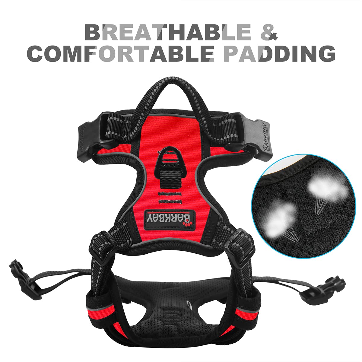 BARKBAY anti-chafe padding reduces irritation on long outings.