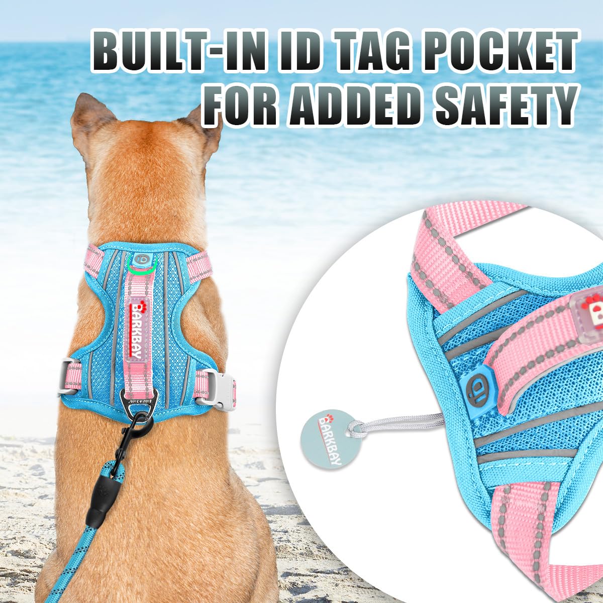 BARKBAY harness back D-ring ideal for casual strolls.