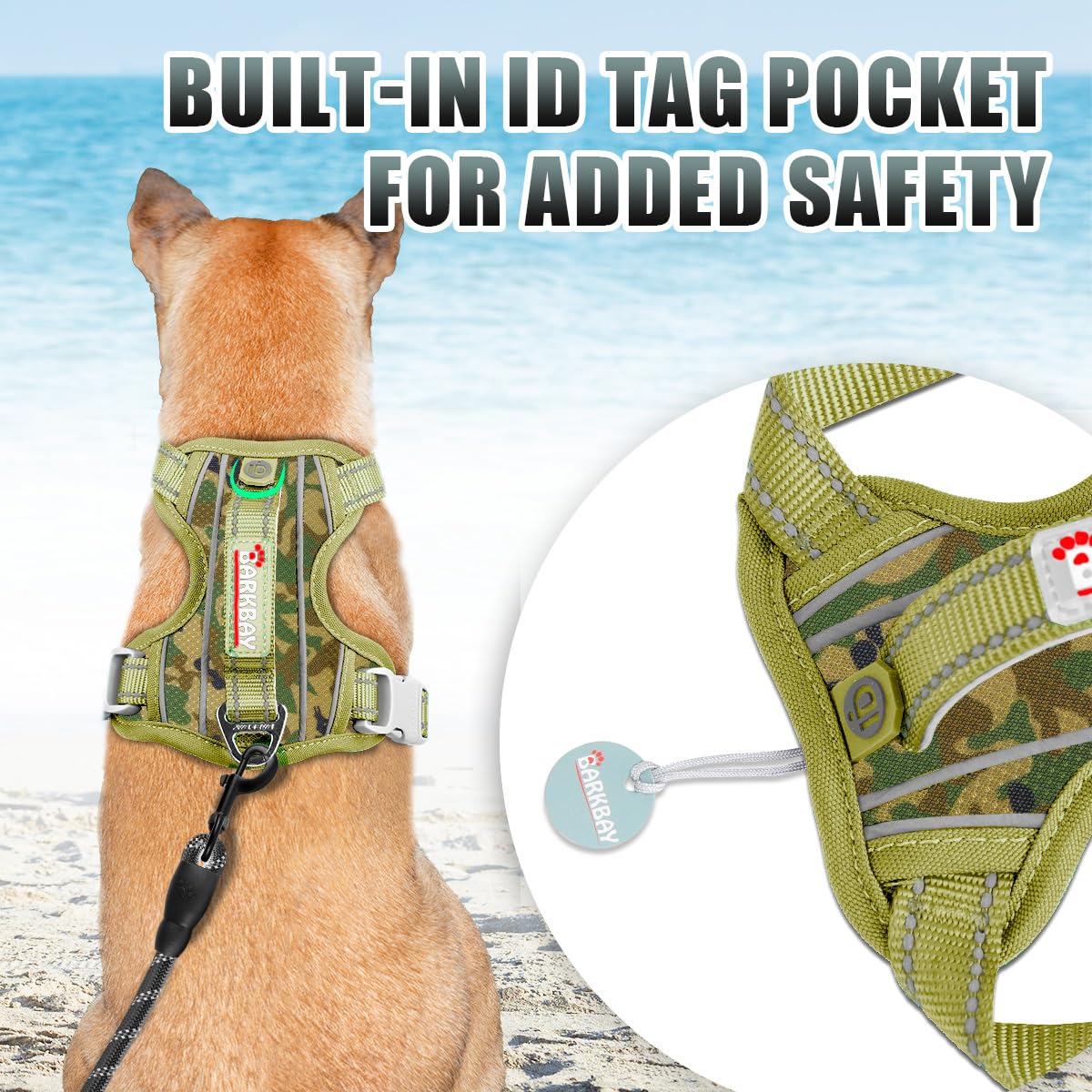 BARKBAY No Pull Harness uses no-rip nylon and anti-chafe padding for comfort.