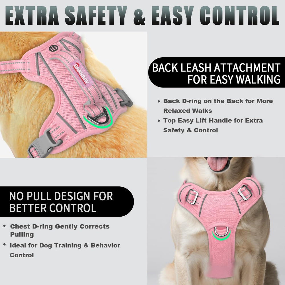 BARKBAY reflective strips on harness for high visibility during walks