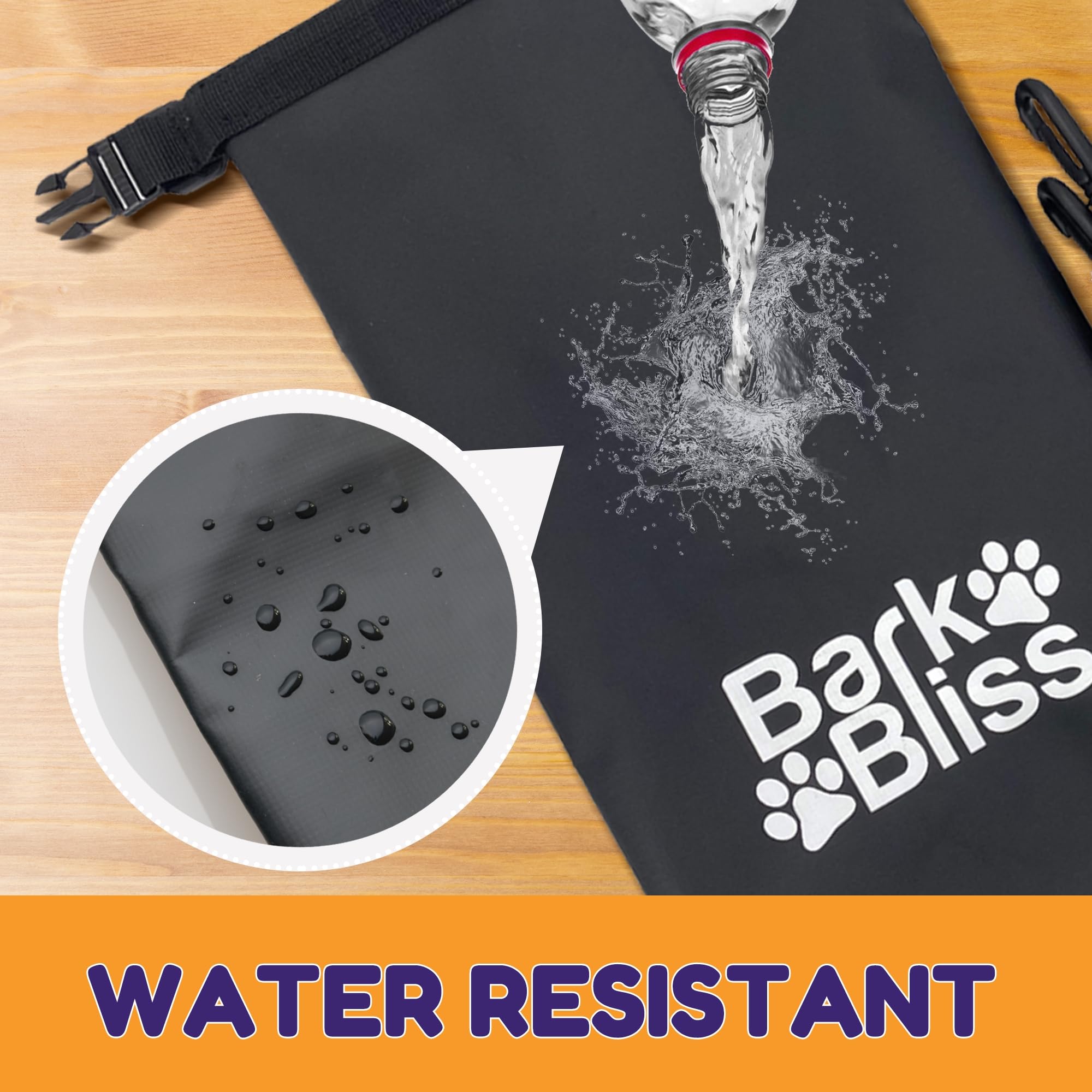 BarkBliss black 2L bag holder ready for long outdoor adventures.