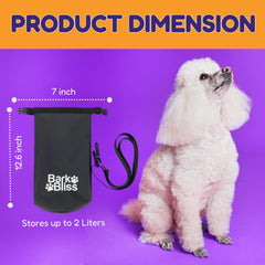 BarkBliss reusable bag holder doubles as light travel storage for pet items.
