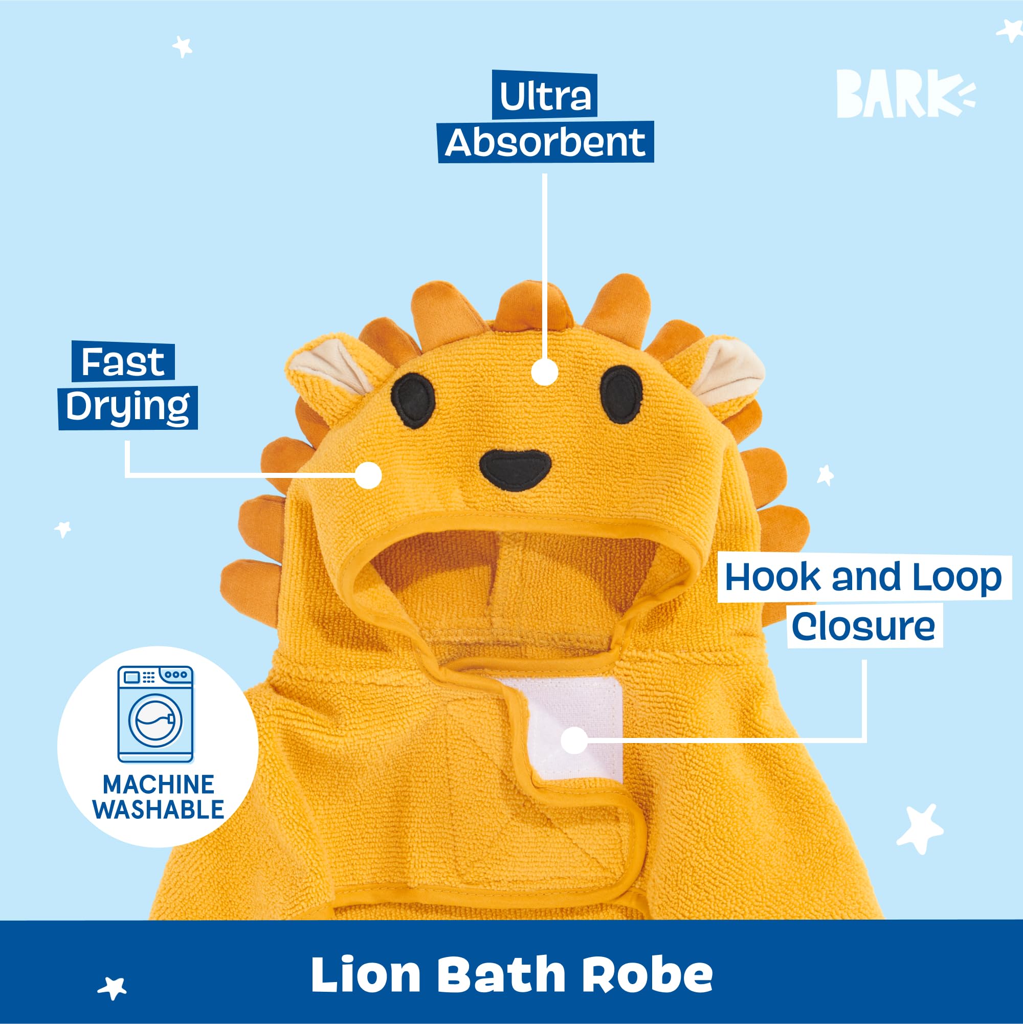 Barkbox Dog Bathrobe with secure hook-and-loop closure for a snug fit