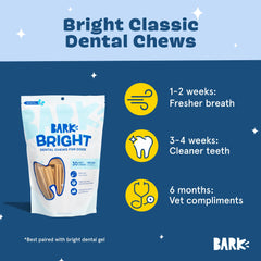 BarkBox Bark Bright dental stick features real chicken flavor dogs enjoy.