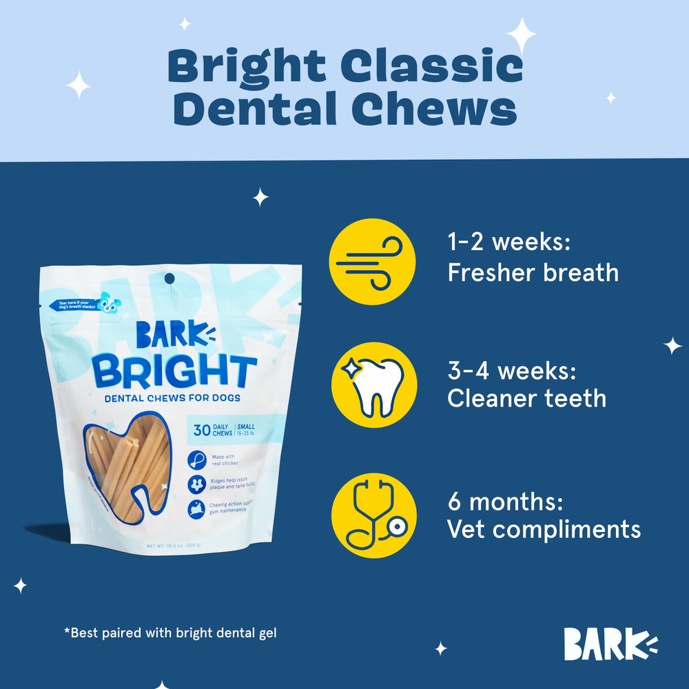 BarkBox Bright dental stick gums massage as it's chewed for fresher breath.