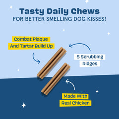 BarkBox Bark Bright dental stick shows gum-massaging ridges during chew.