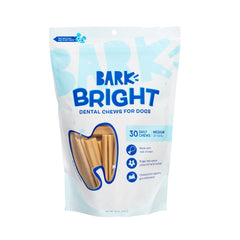 BarkBox Bark Bright dental stick with scrubbing ridges for plaque control.