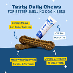 Close-up of BarkBox Bright dental sticks ridges for plaque scrubbing.