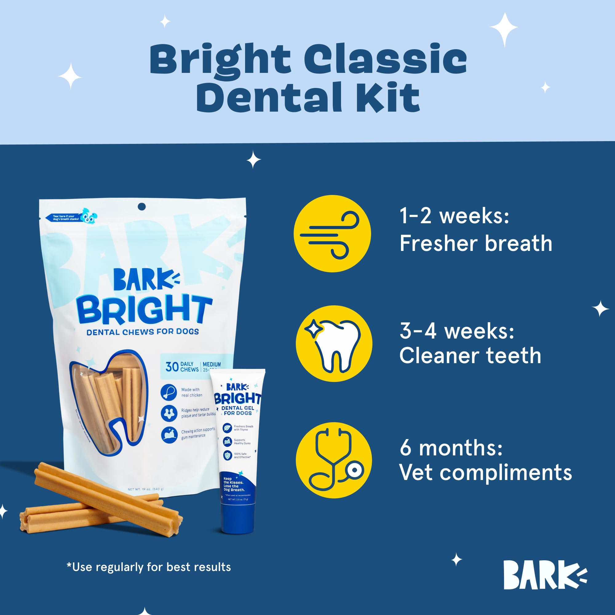 BarkBox Bright toothpaste gel tube paired with sticks for easy application.