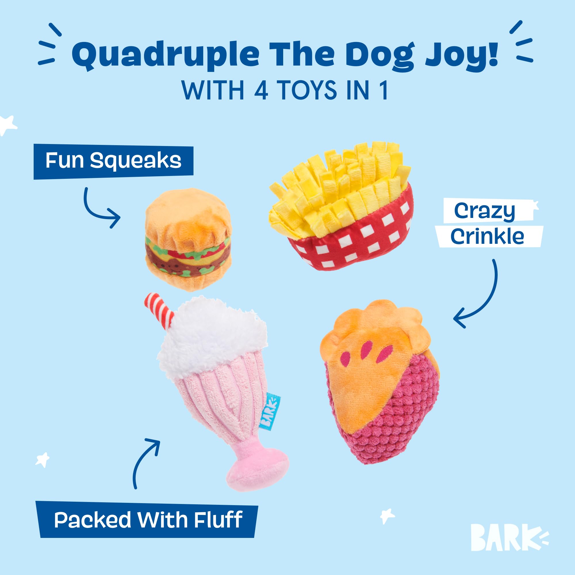 BarkBox Dine & Dash fries toy designed for interactive fetch sessions.