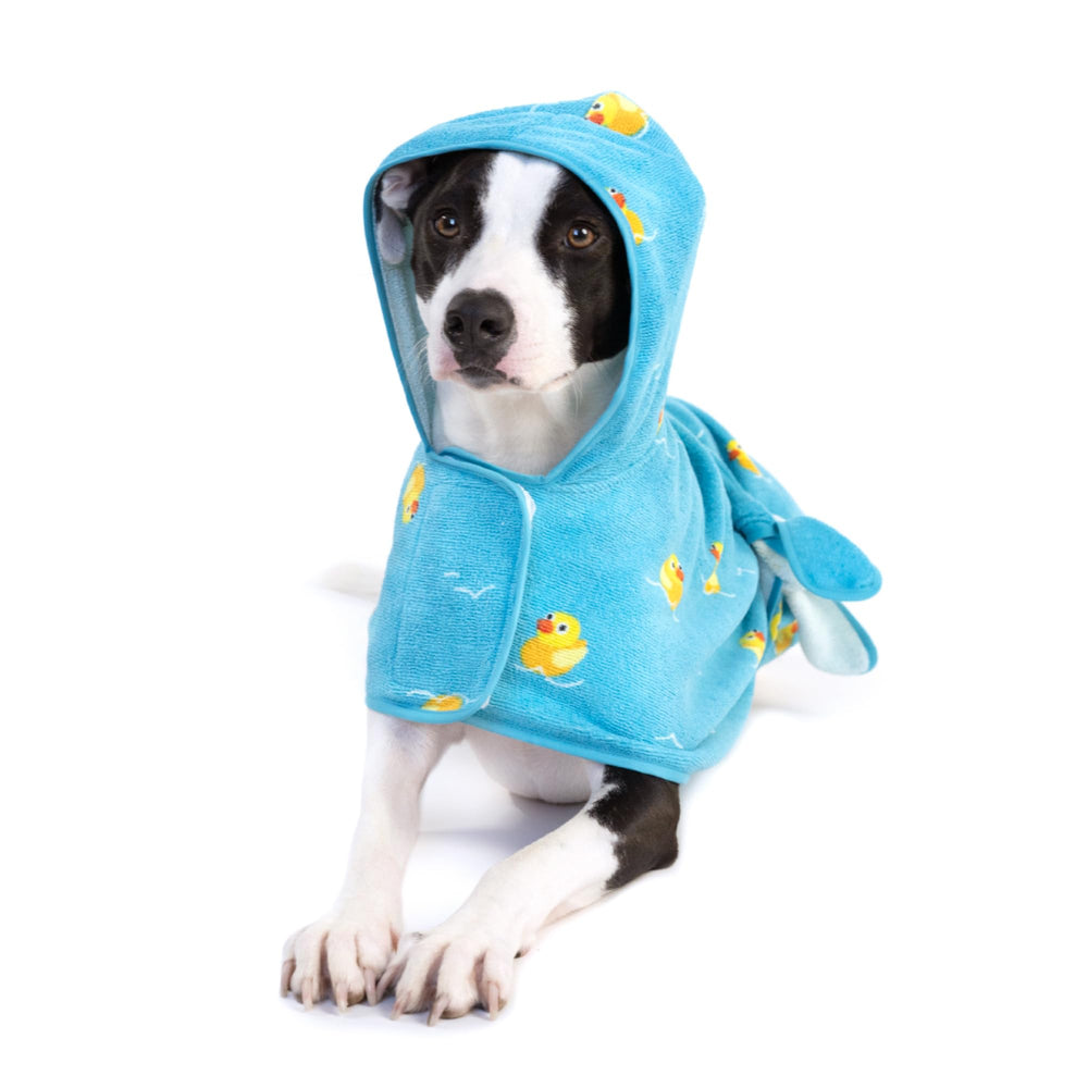 BarkBox dog bathrobe fast-dry-closure keeps your pup warm after baths