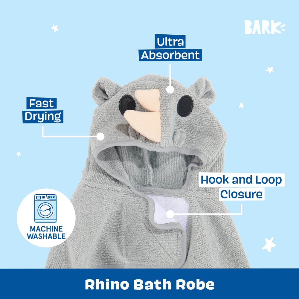 Close-up of BarkBox bathrobe hook and loop closure for a secure fit.