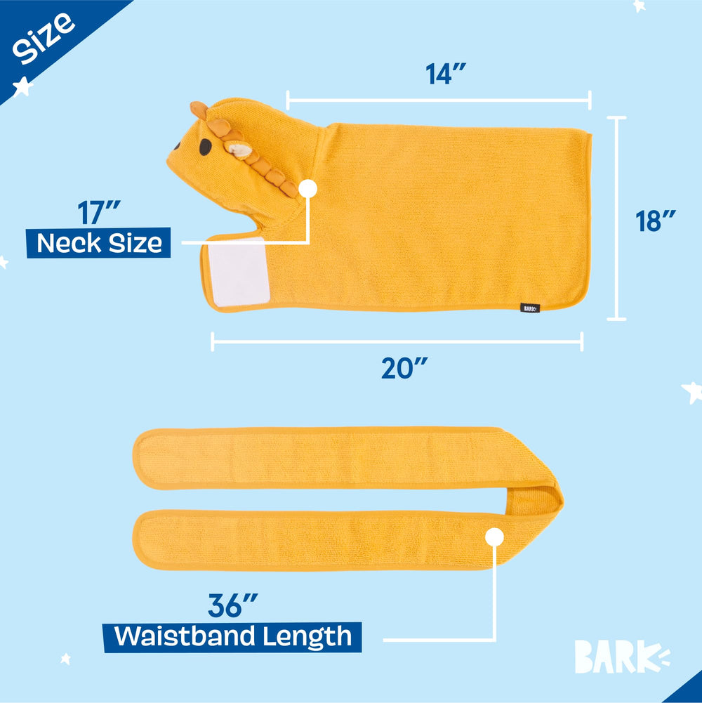 BarkBox dog bathrobe wrap-tie-snuggle for secure grooming sessions