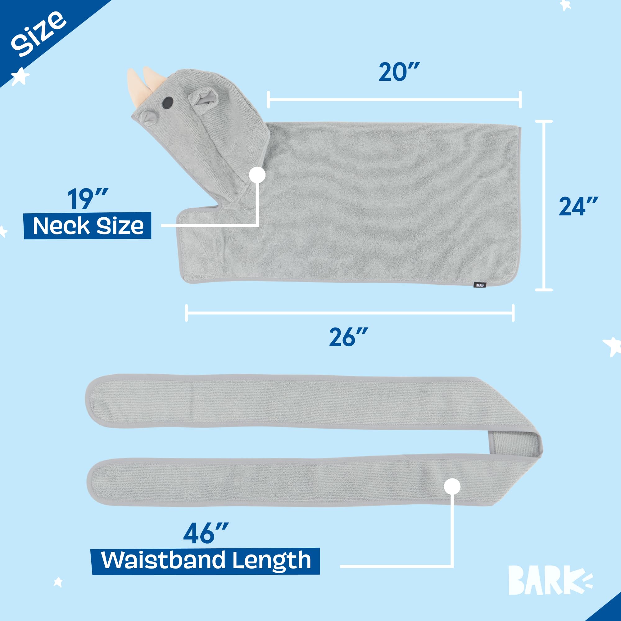 Wrap tie detail on BarkBox bathrobe for snug, adjustable drying.