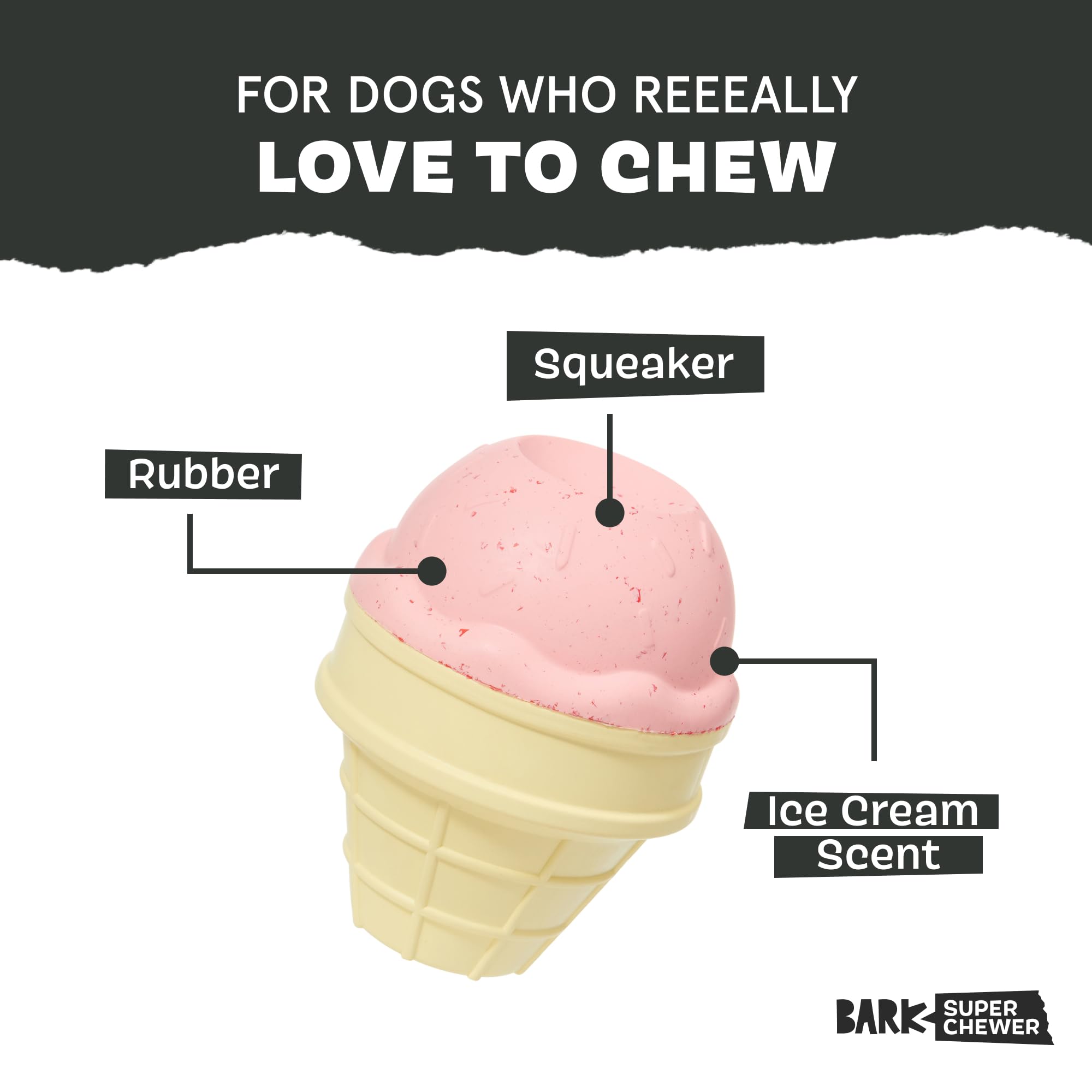 BarkBox I-Squeak Cone emits a squeak during play.