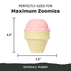 BarkBox I-Squeak Cone with grooves for peanut butter or yogurt.