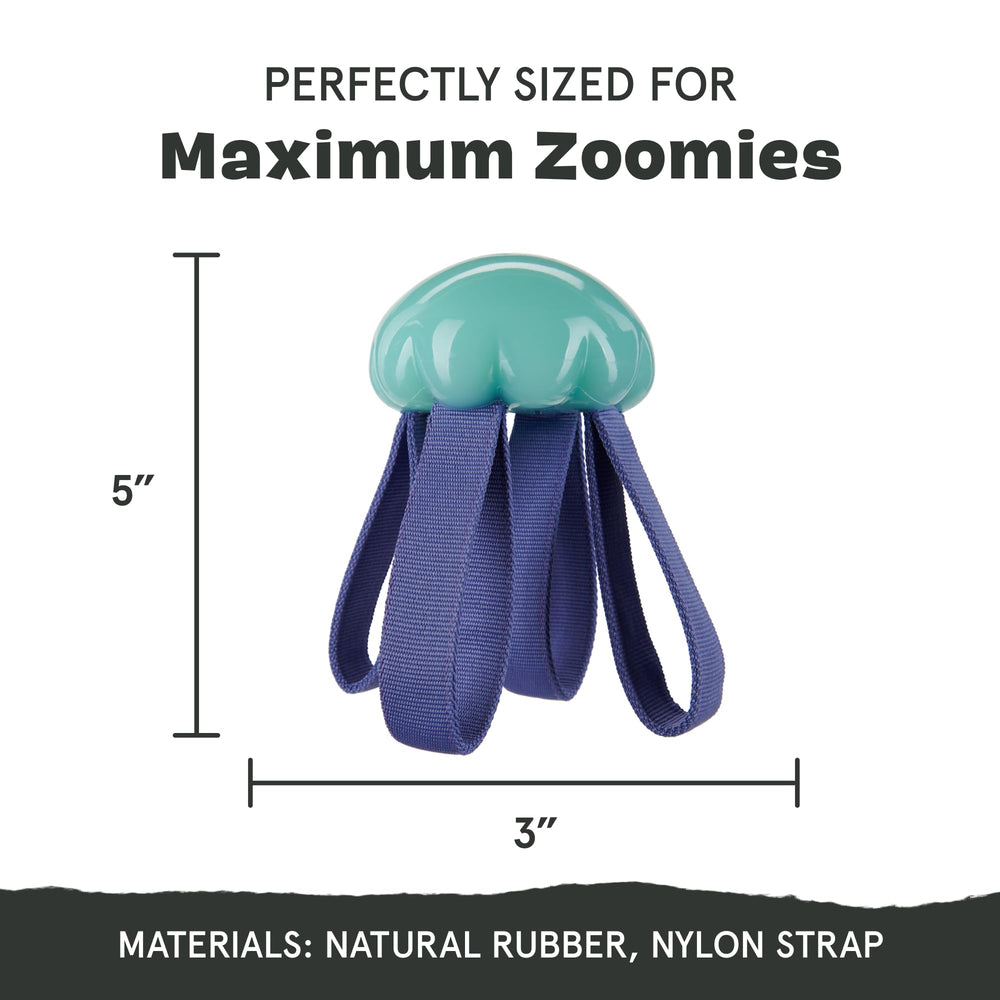 Tough, bite-resistant rubber supports chewers during fetch and tug games.
