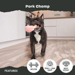 BarkBox Pork Chomp gnaw-friendly texture adds varied sensations to keep dogs engaged.
