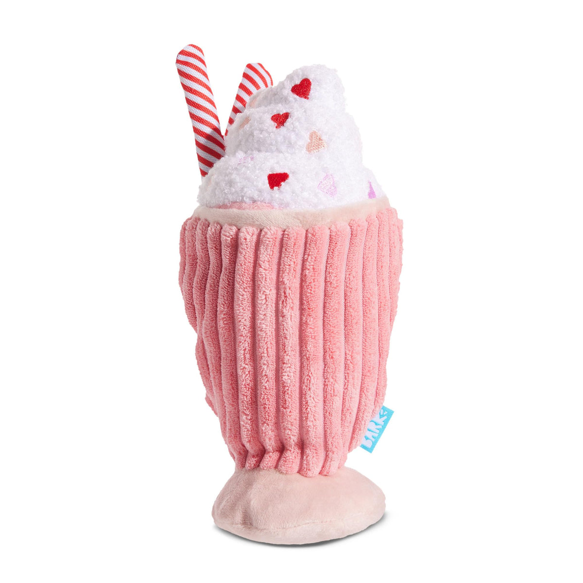 BarkBox Red Whine Milkshake toy squeaker for lively fetch and chew sessions