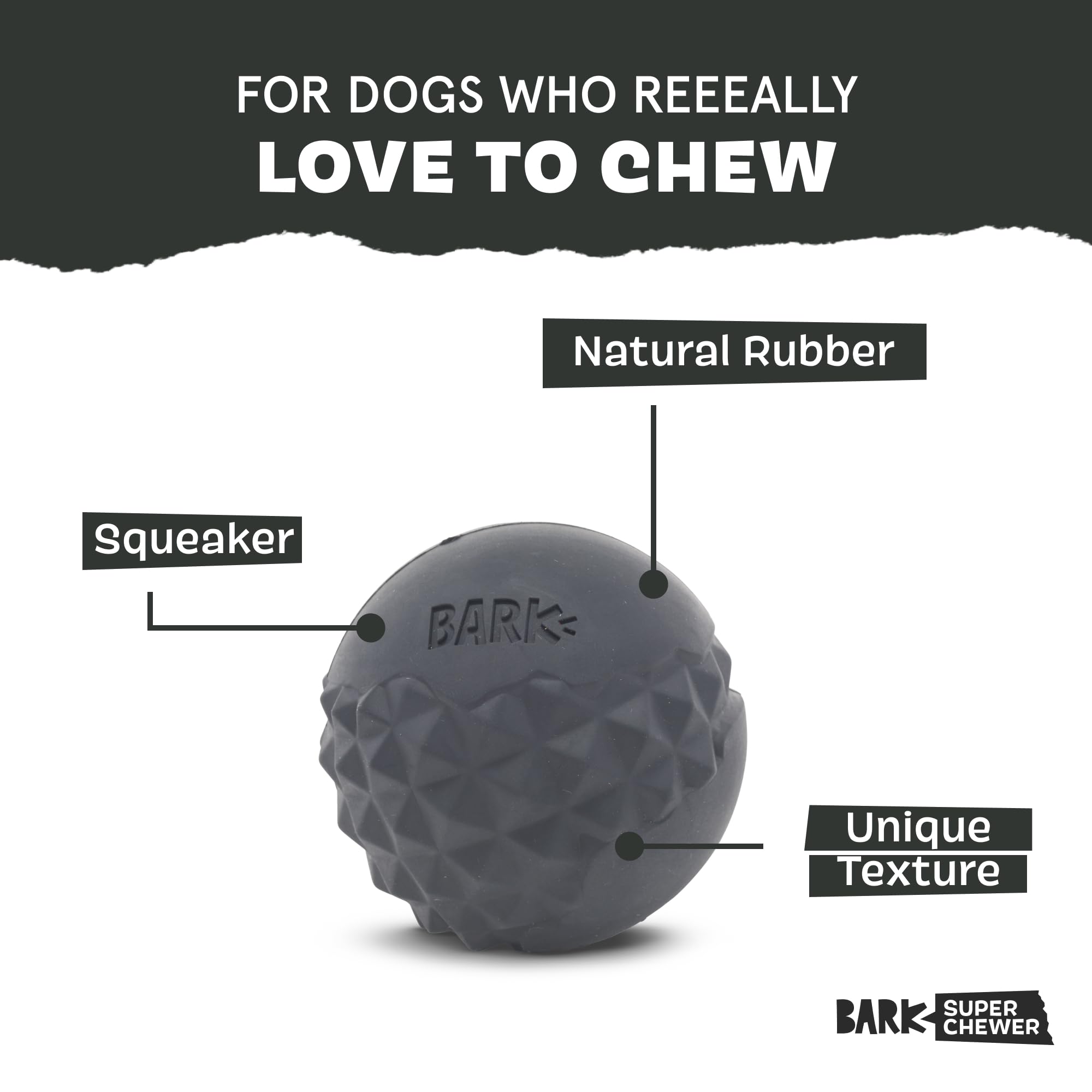 Close-up of textured rubber on BarkBox Comet-Small toy