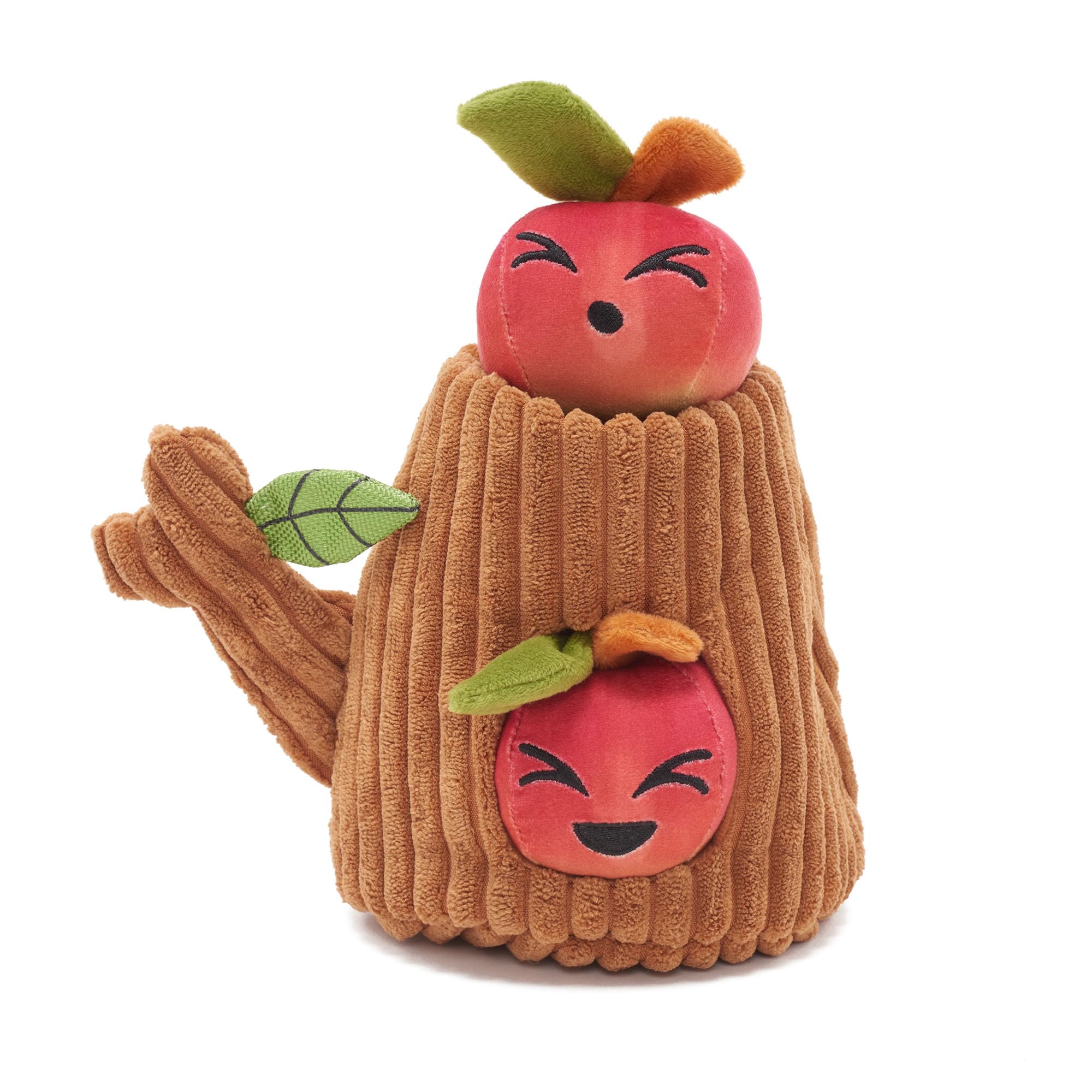 BarkBox Them Apples 3-in-1 puzzle toy with crinkle and squeaker for engaging play.