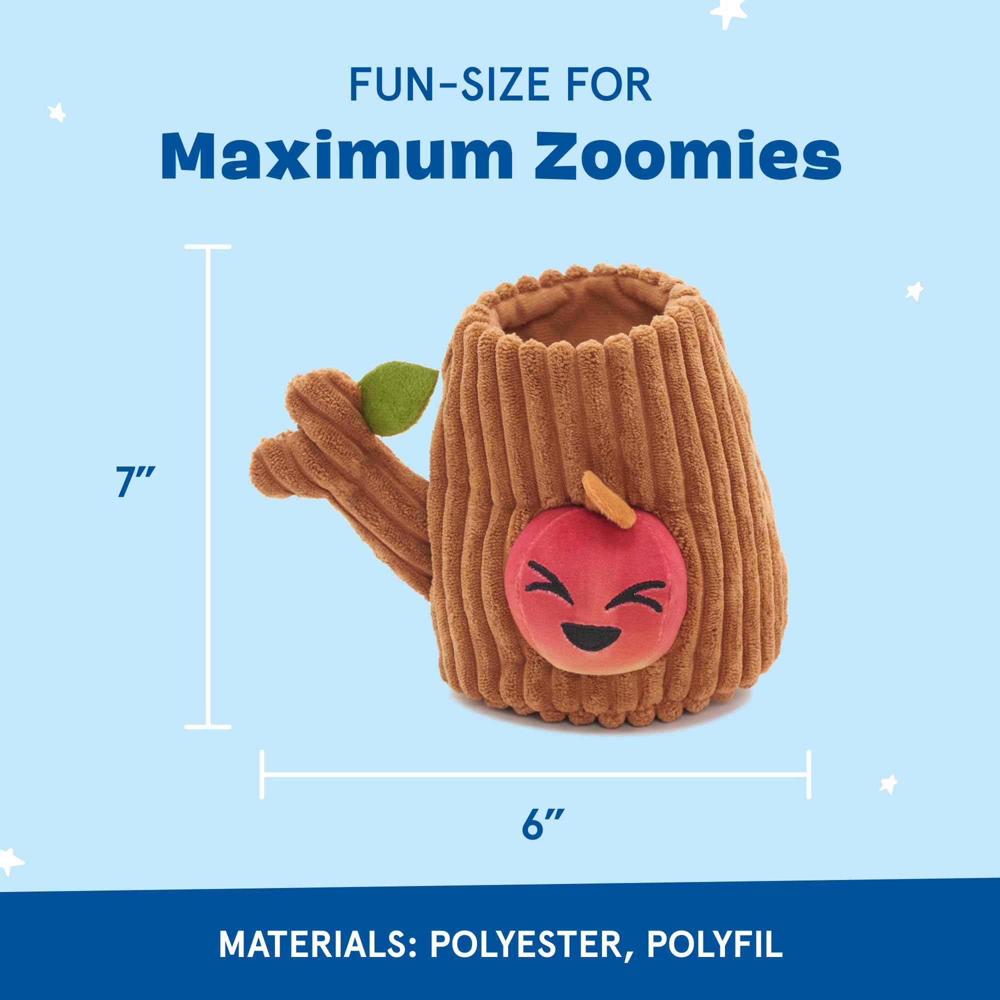BarkBox Them Apples hidden treat holes promote problem-solving during play.