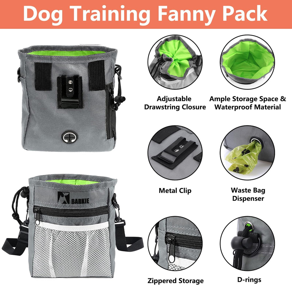 BARKIE silicone treat pouch shown for easy, clean rewards during walks.
